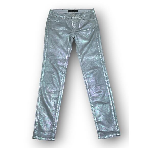 Karl Legerfeld Glossy Silver Jeans Pants Size 29 NWOT 29x29 - Picture 1 of 9